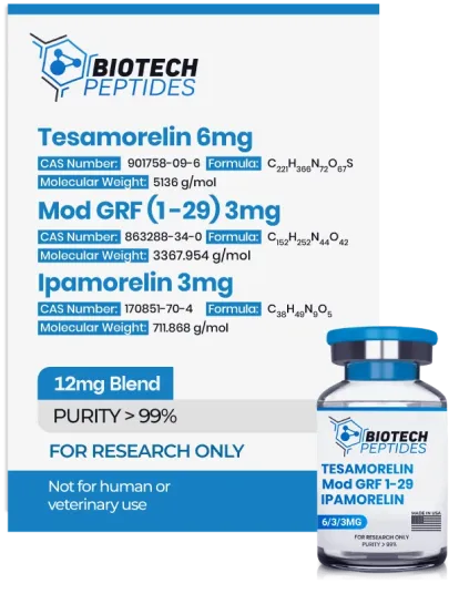Tesamorelin & CJC-1295 (Mod GRF 1-29) & Ipamorelin Blend (12mg)
