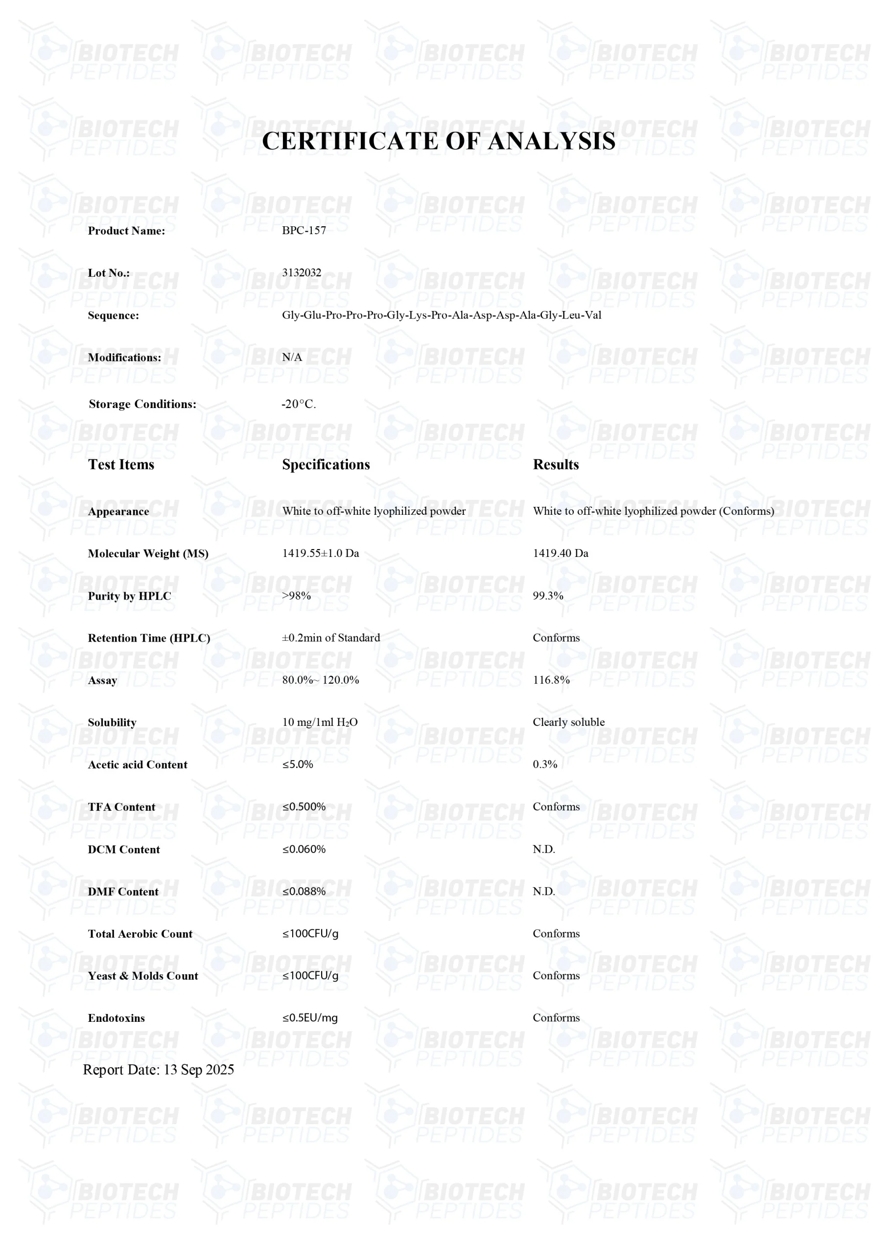 BPC-157 (10mg) - COA