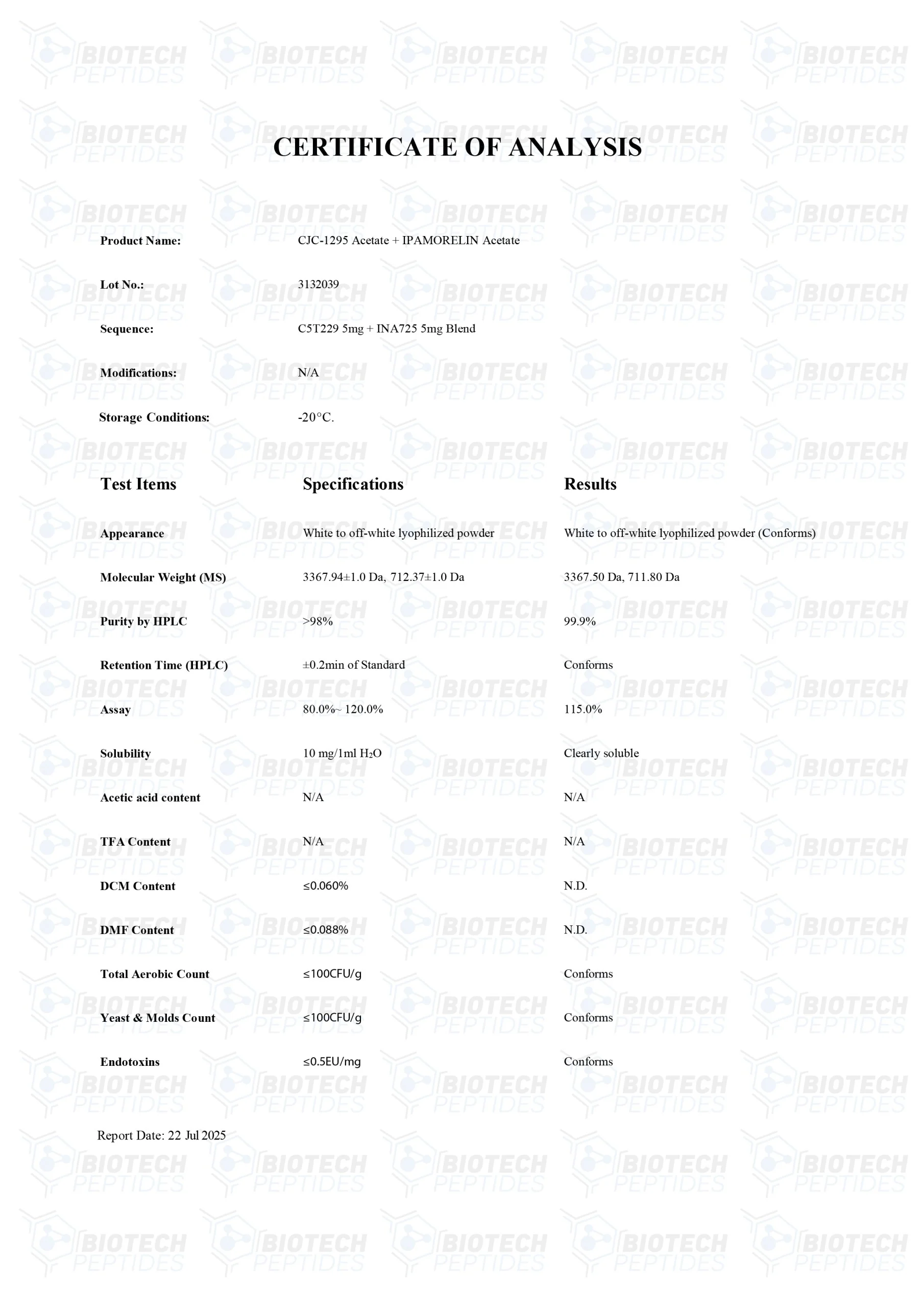 CJC-1295 & Ipamorelin Blend (10mg - COA