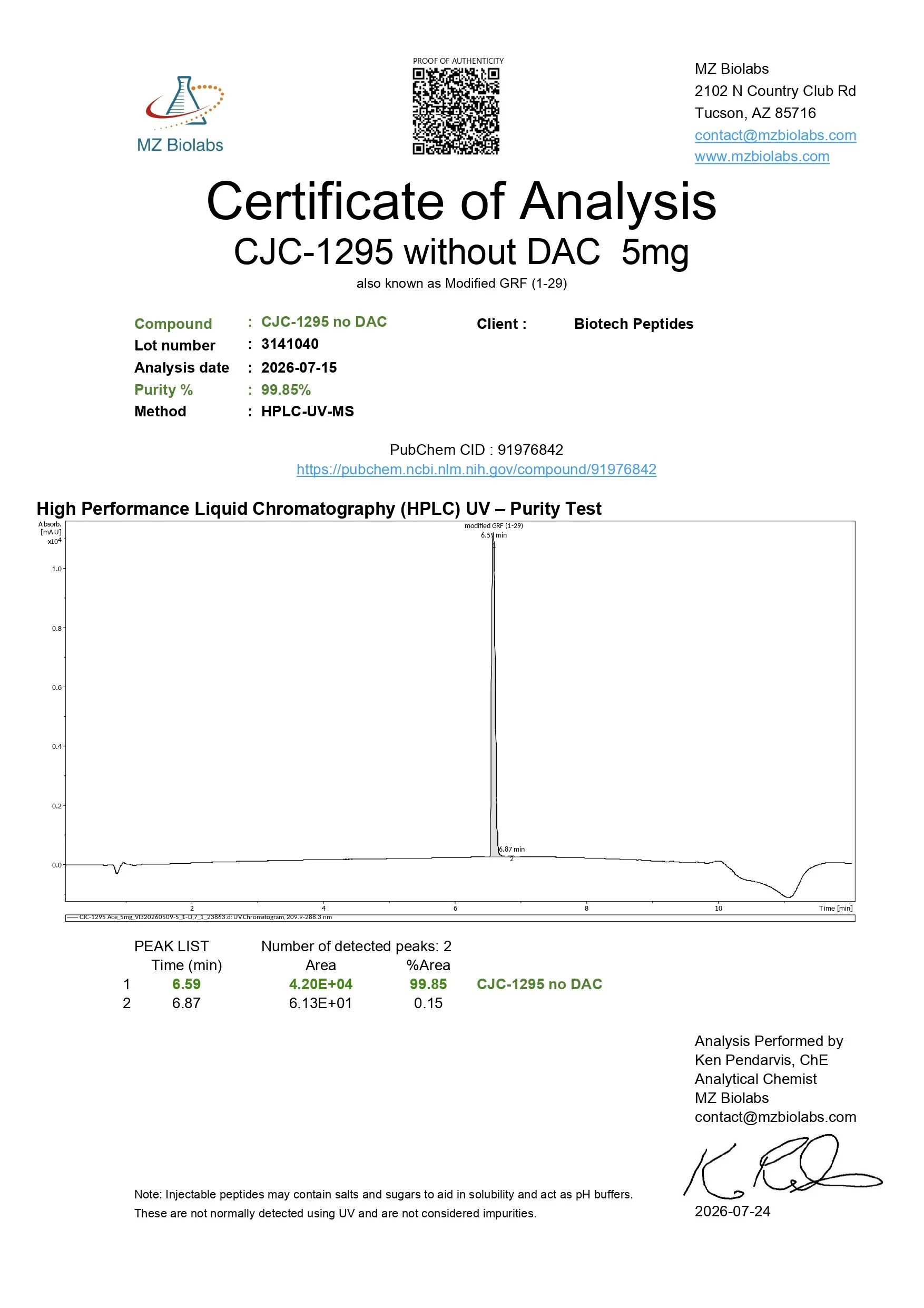 Mod GRF 1-29 (CJC-1295 NO DAC) (5mg) - Image 2