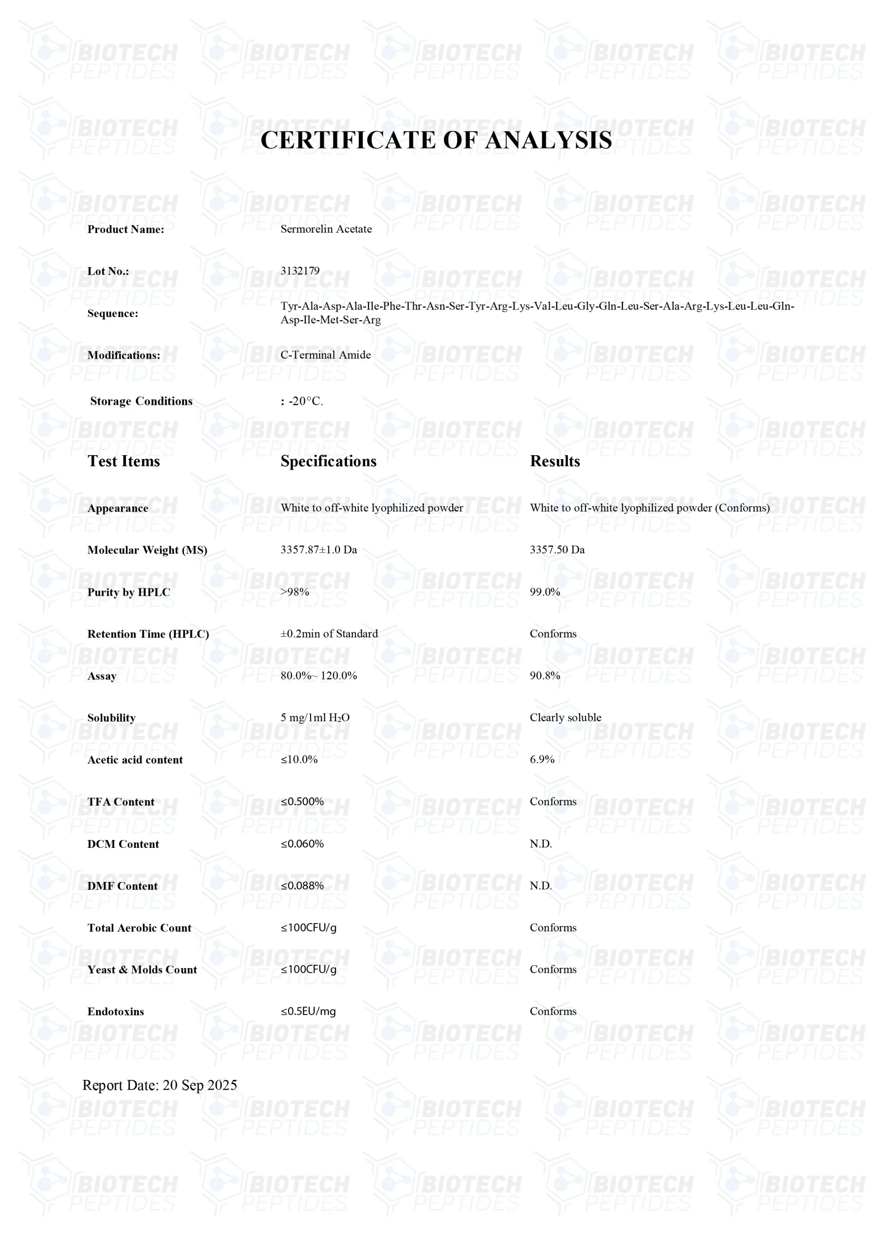 Sermorelin (5mg) - COA