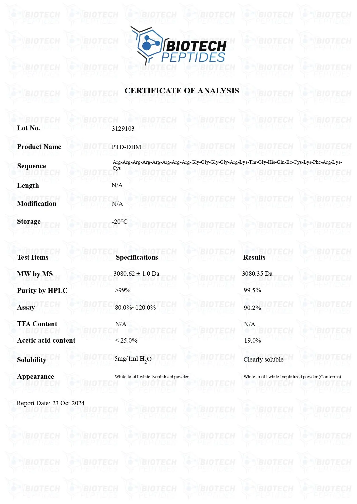 PTD-DBM COA