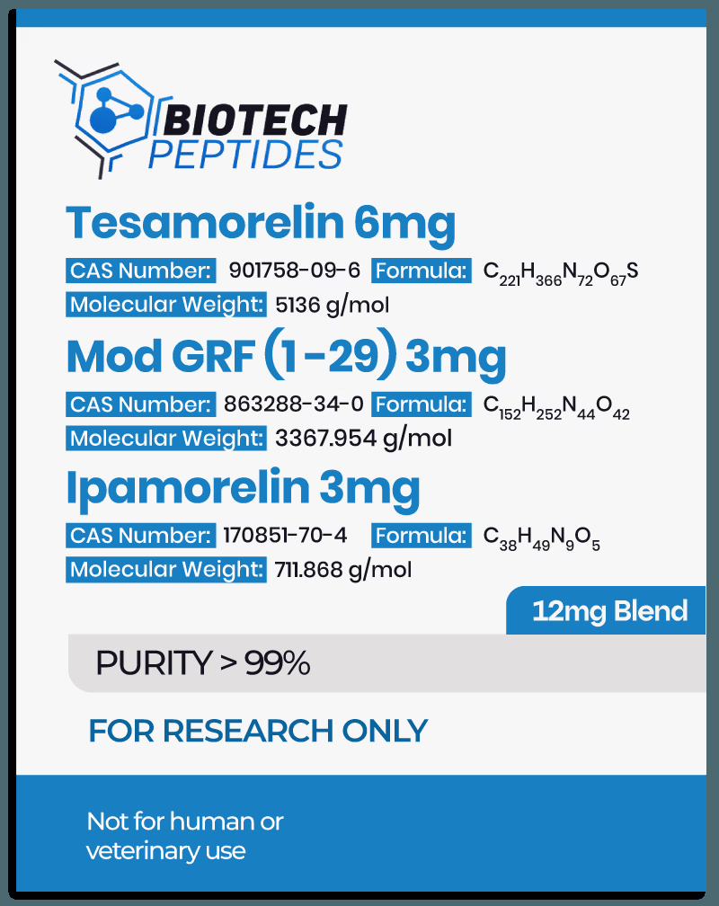 Tesamorelin & CJC-1295 (Mod GRF 1-29) & Ipamorelin Blend (12mg) Peptide