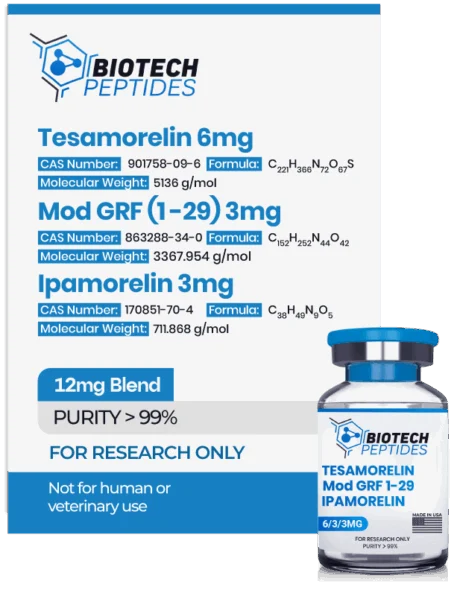 Tesamorelin & CJC-1295 (Mod GRF 1-29) & Ipamorelin Blend (12mg)